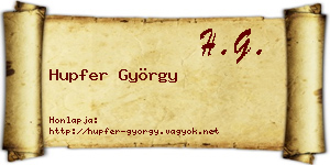 Hupfer György névjegykártya